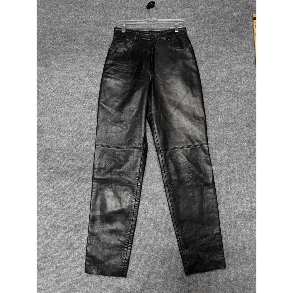 B. Miñones Castro Leather Pants Women 26 Black Vintage Spain Sheepskin